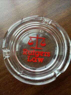 Vintage Rutgers Clear Glass Ashtray